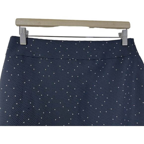 Ann Taylor Navy Textured Dotted Pencil Skirt Size 8 - Picture 3 of 8